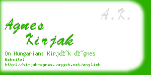 agnes kirjak business card